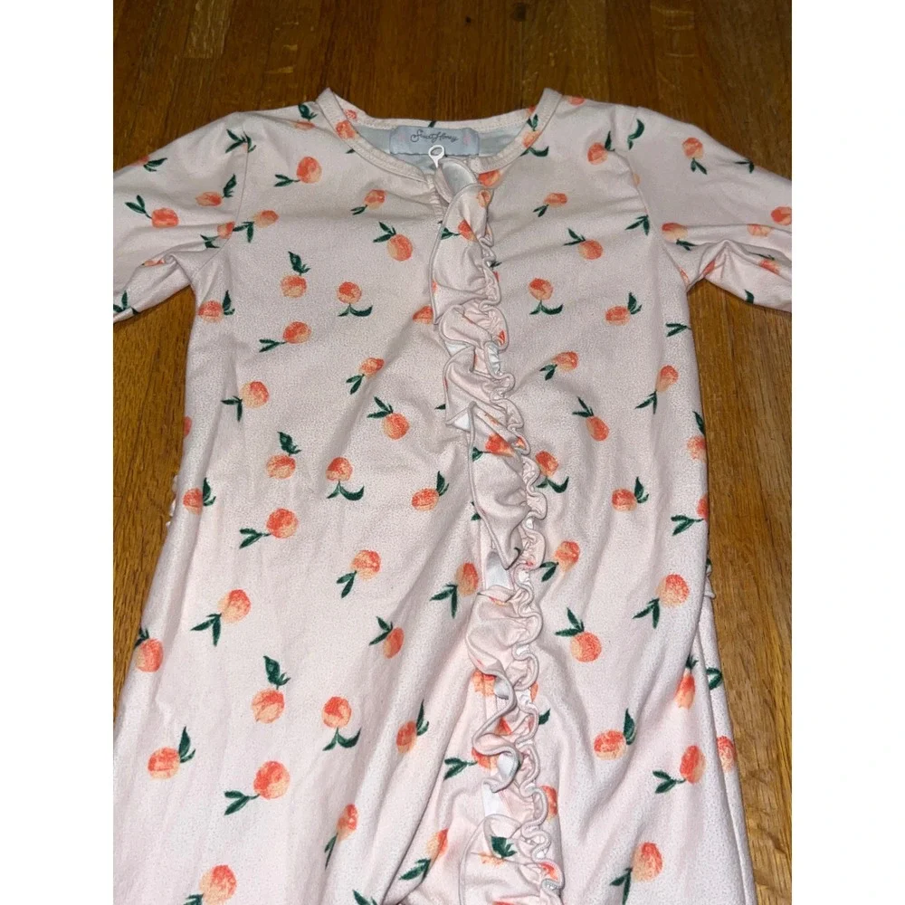 SweetHoney Girls 3T Pink Peach Print Ruffle Long Sleeve One Piece Zipper Romper